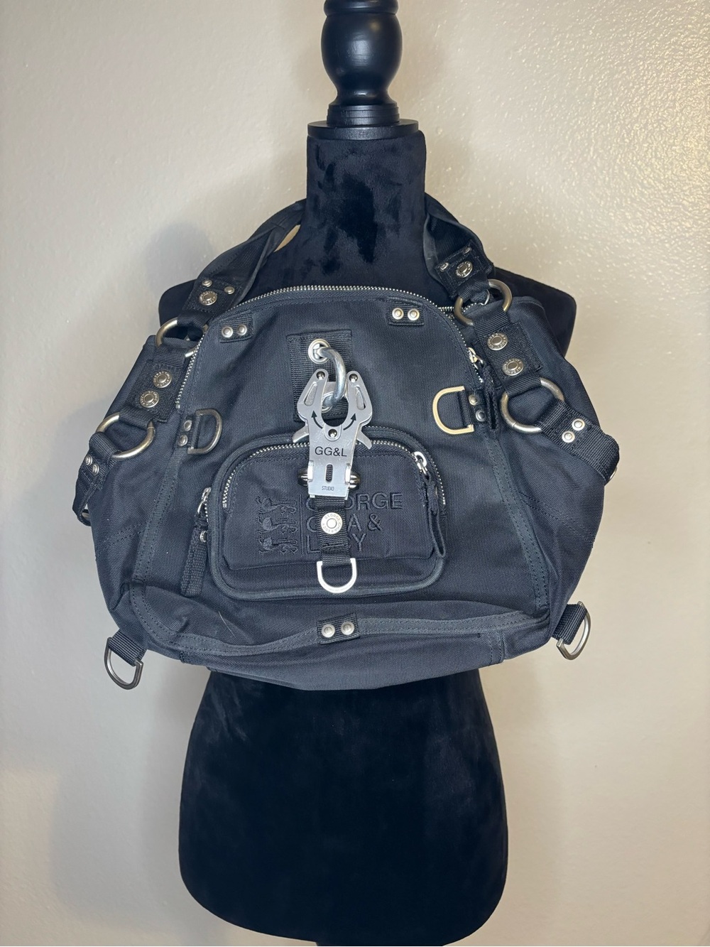 George Gina & Lucy Principessa Black Nylon Shoulder Bag Y2K
